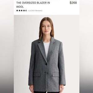 Everlane THE OVERSIZED BLAZER IN WOOL GREY HERRINGBONE size 12